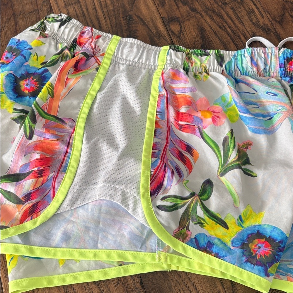Nike Shorts Womens Neon Floral Tropical Dri-FIT Tempo Running Athletic - Picture 4 of 6